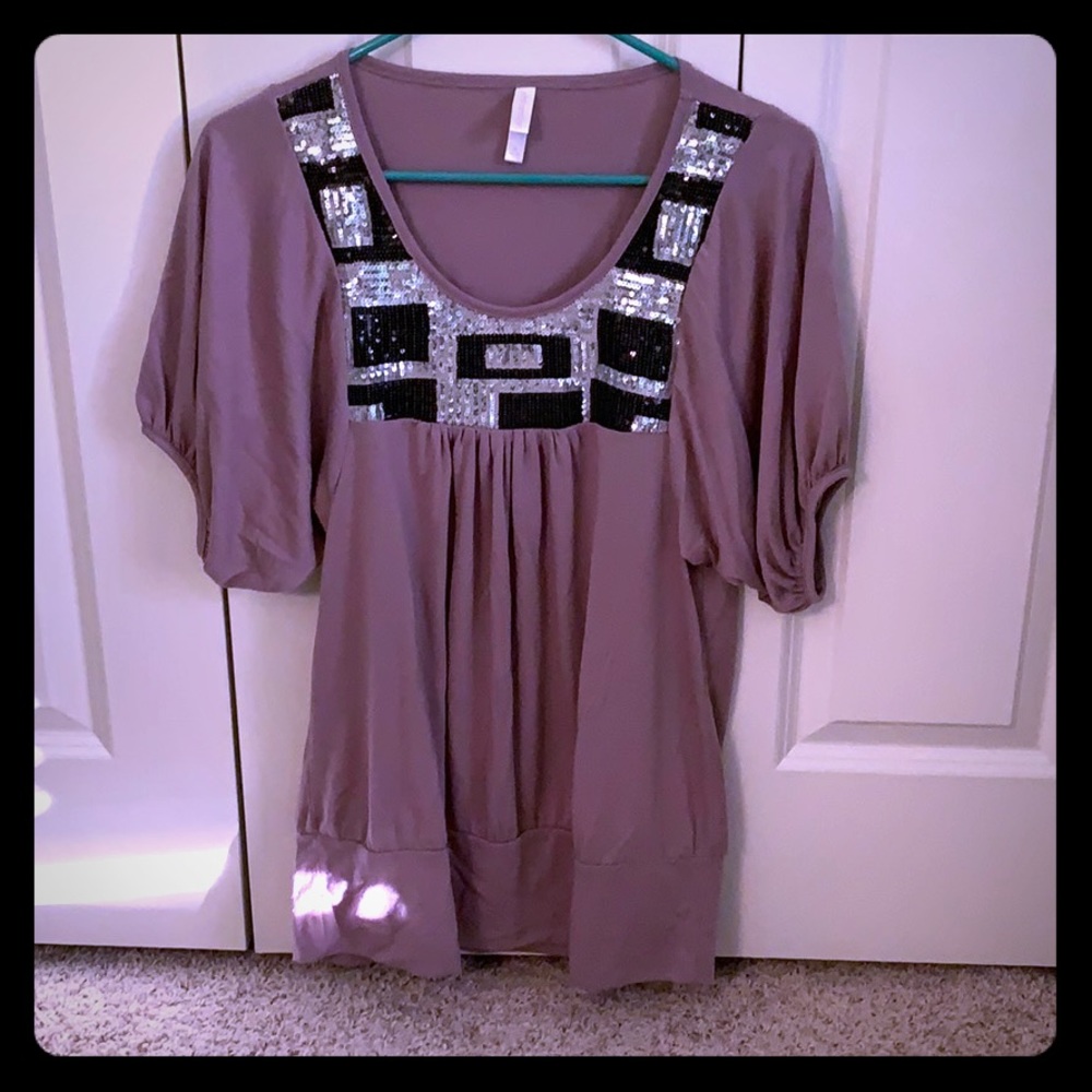 Sequin Mauve Top